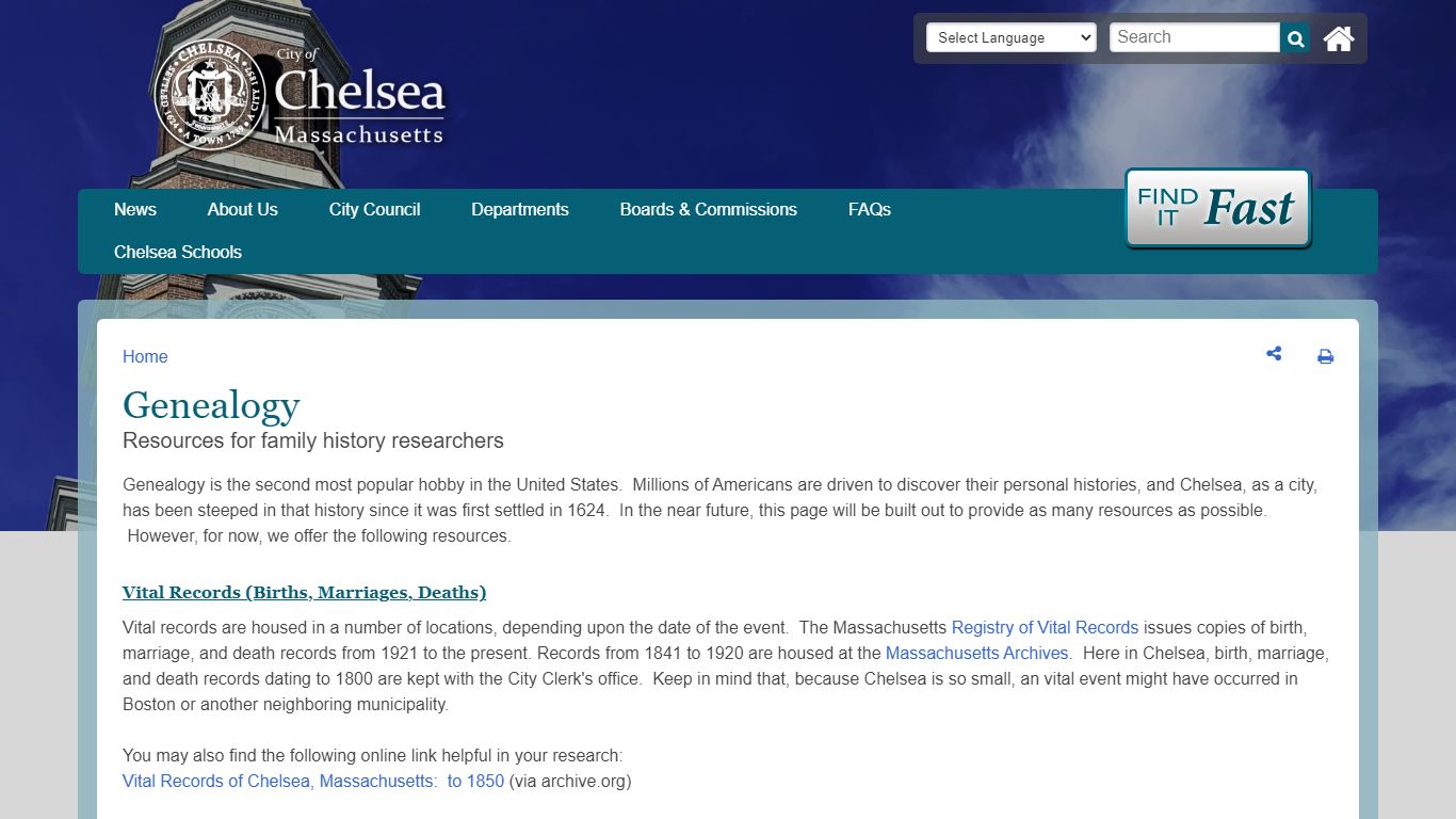 Genealogy | City of Chelsea MA